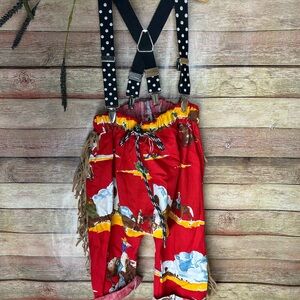 Vintage 90’s Toddler Cowboy Pants W/Suspenders Western Size 2-3
